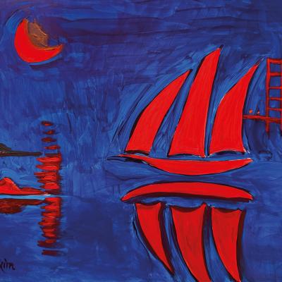 Red Nocturne Over the Bay